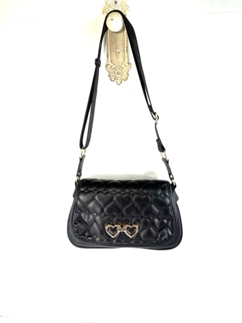 Juicy Couture Black Quilted Heart Shoulder Bag Crossbody new MSRP $80